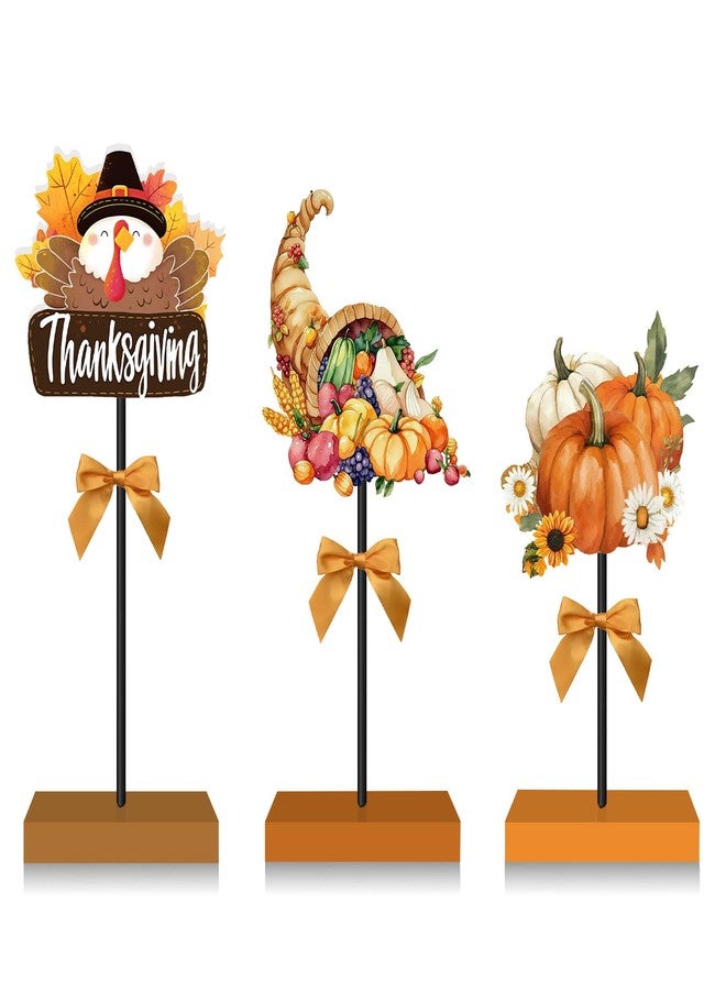 Vorruil 3PCS Thanksgiving Tabletop Decor Standing, Wooden Pumpkin Tabletop Sign Decor for Centerpiece, Standing Block Table Sign, Vegetables for Harvest Fall Table Top Decoration for Home Kitchen Party - Image 1